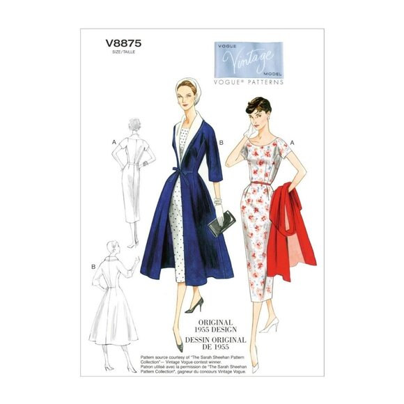 Vogue V8875 Misses 8 to 16 Circa 1955 Fitted Dress and Coat UNCUT Sewing Pattern - Picture 3 of 6
